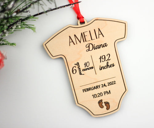 My First Christmas Ornament Personalized Ornament Baby First Christmas Ornament Baby Stats Ornament New Baby Name Custom Wood New Parents