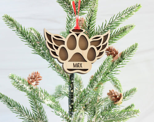 Pet Memorial Ornament, Angel Paw Ornament, Paw with Wings Christmas Ornament, Pet Angel Paw Ornament, Remembrance Ornament, Pet Loss Gifts