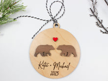 Load image into Gallery viewer, Couple Christmas Ornament Personalized with Names,  Wooden Christmas Ornament 2023, Relationship Gifts
