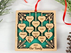 2-12 Names Family Christmas Ornament 2023,  Large Family Ornament Personalized Christmas Ornaments, Grandkids Ornament, Grandparent